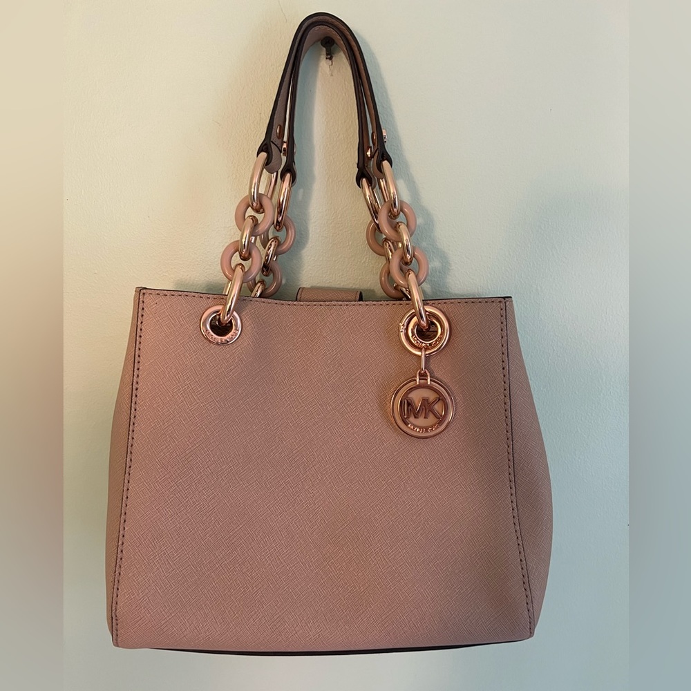 MICHAEL KORS CYNTHIA BAG Small Tote Purse Pink Leather